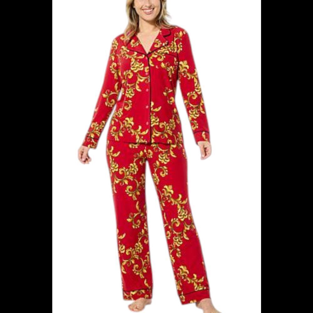 IMAN Red and Gold Pajama Set